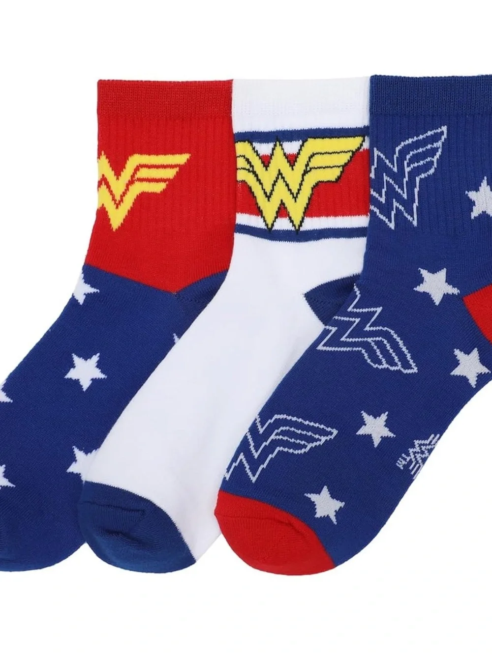Bioworld Wonder Woman Crew Socks - Red, White, Blue